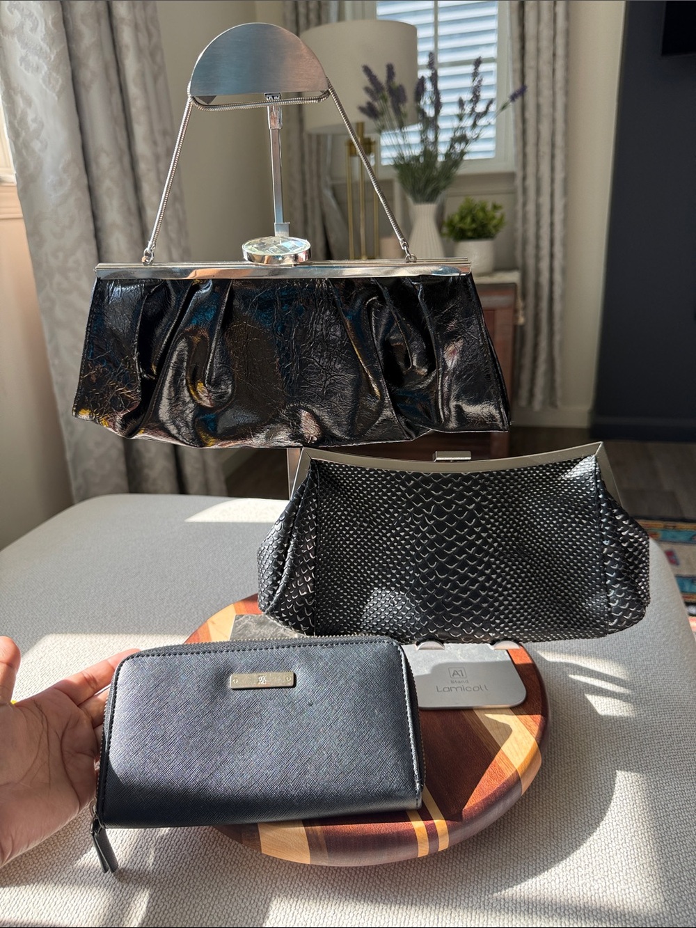 3 black bag and wallet bundle EUC